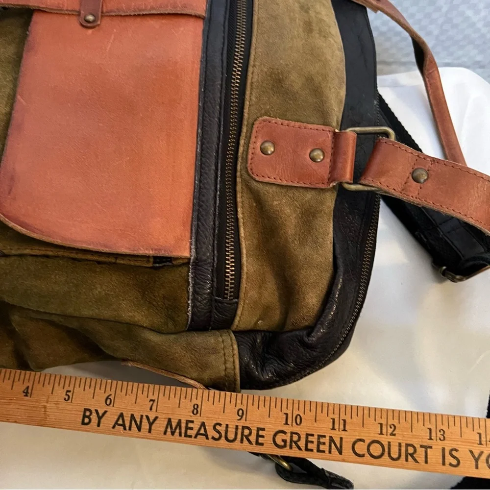 Amsterdam Heritage Olive & Camel Suede Leather Men's Messenger Bag / Briefcase